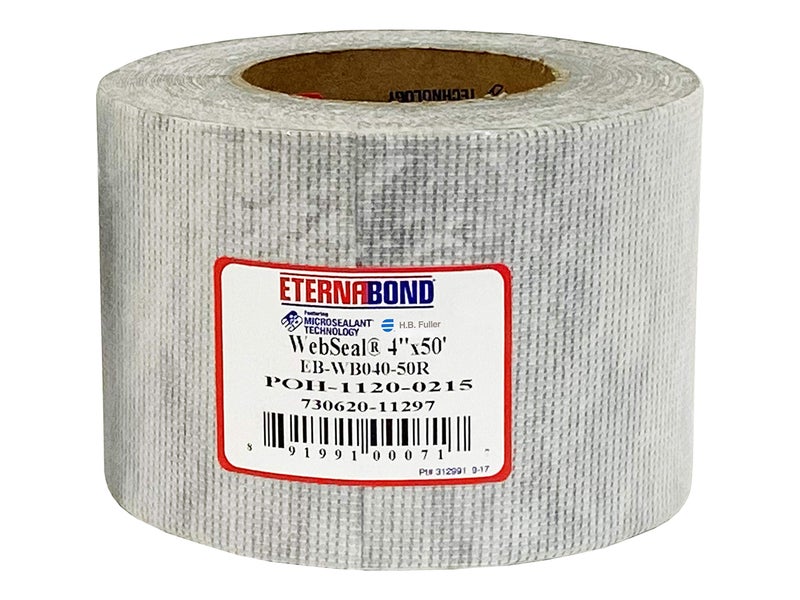 EternaBond WebSeal White 4" x50' MicroSealant Woven Polyester Tape | 23 mil Total Thickness | EB-WB040-50R - Reinforced Fabric for Roof Sealing and Repair - Image 1